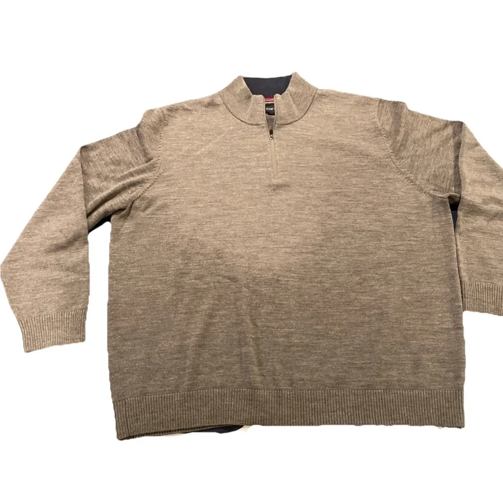 Gray quarter - Zip Men's Merino Wool Sweater - Lands End XXL (50-52)
